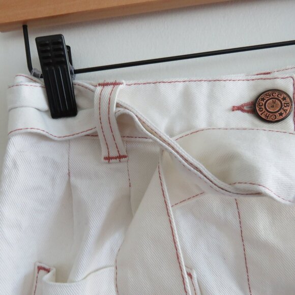 SEE BY CHLOE Belted Denim Midi Pencil Skirt in Ivory Cream Quiet Luxury Size 4 - Picture 6 of 16